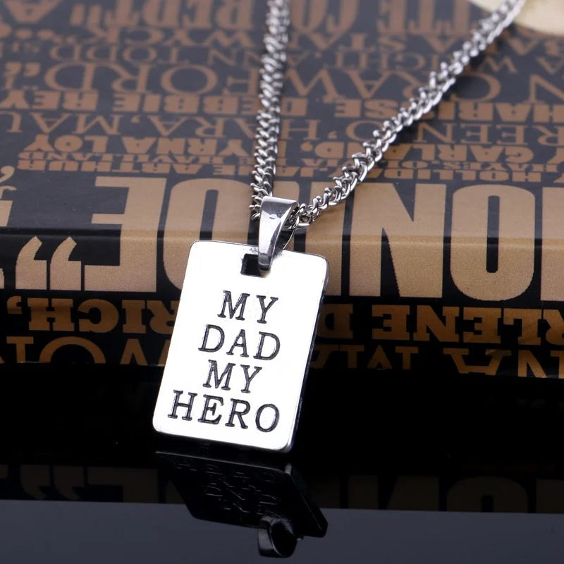 "My Dad, My Hero" Pendant Necklace