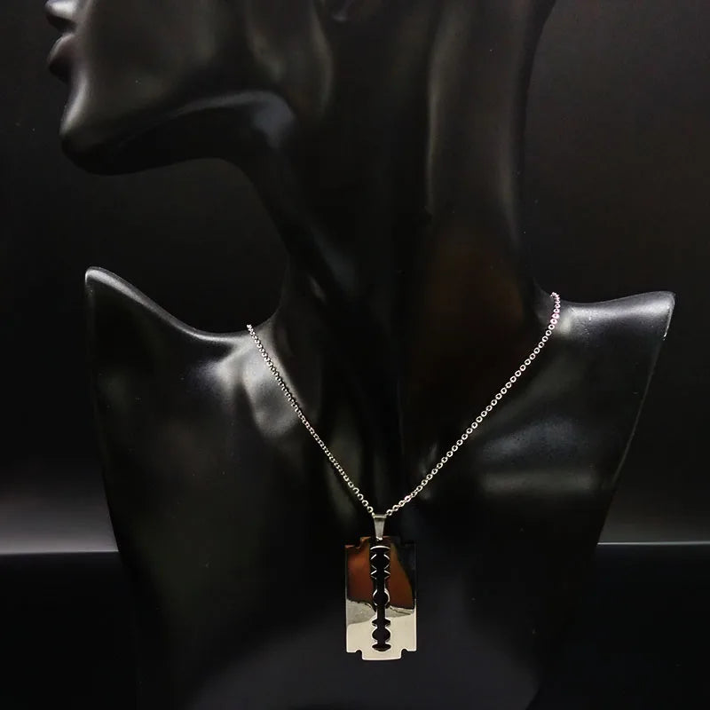 "Edge of Boldness" Razor Blade Pendant Necklace