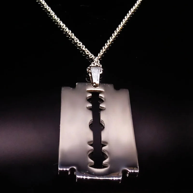 "Edge of Boldness" Razor Blade Pendant Necklace