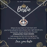 Crown Heart Bestie Necklace & Preserved Rose Gift Set