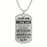 "To My Son" Inspirational Dog Tag Necklace