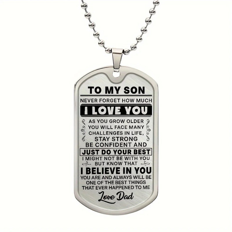 "To My Son" Inspirational Dog Tag Necklace