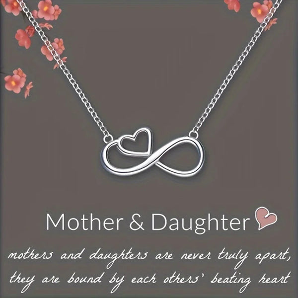 Mother & Daughter Infinity Heart Necklace & Preserved Rose Gift Set