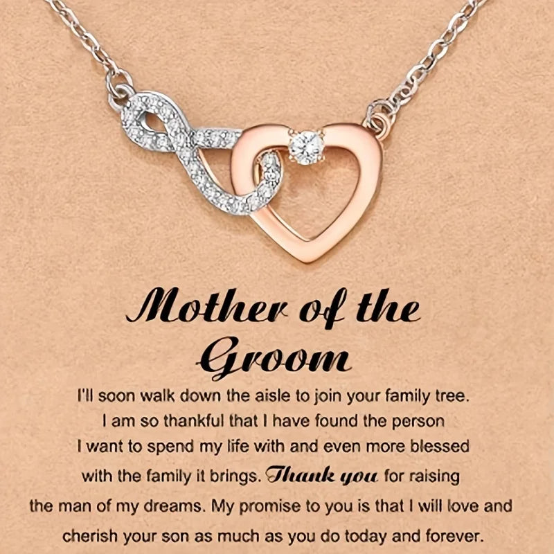 Mother of the Groom Infinity Heart Necklace & Preserved Rose Gift Set