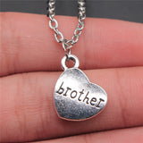 "Brother & Sister" Heart Pendant Necklace Set