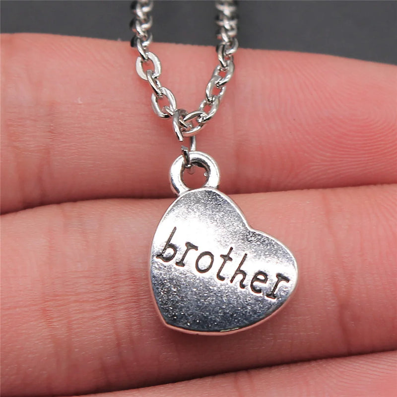 "Brother & Sister" Heart Pendant Necklace Set