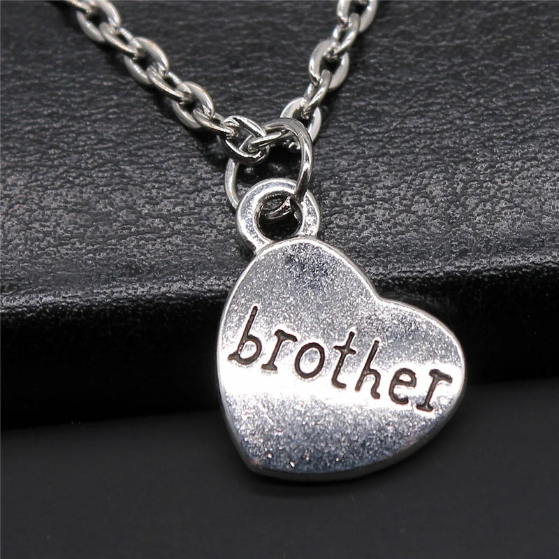 "Brother & Sister" Heart Pendant Necklace Set