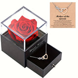 Mother of the Groom Infinity Heart Necklace & Preserved Rose Gift Set