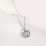 Crown Heart Bestie Necklace & Preserved Rose Gift Set