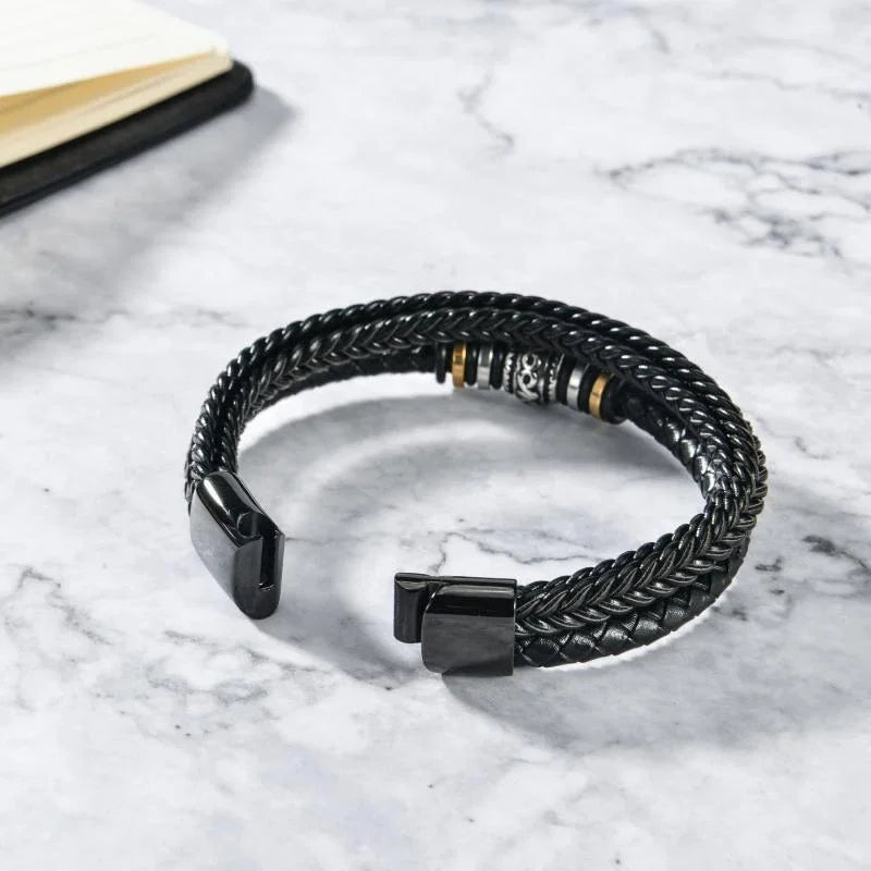 "My Love, Your Strength" Braided Leather Bracelet