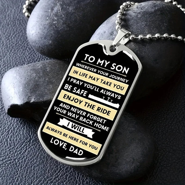 "To My Son" Journey Dog Tag Necklace