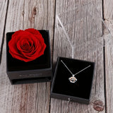 Crown Heart Bestie Necklace & Preserved Rose Gift Set