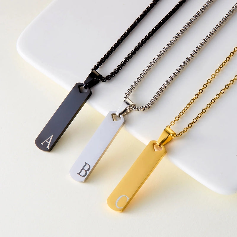 "Initial Elegance" Bar Pendant Necklace