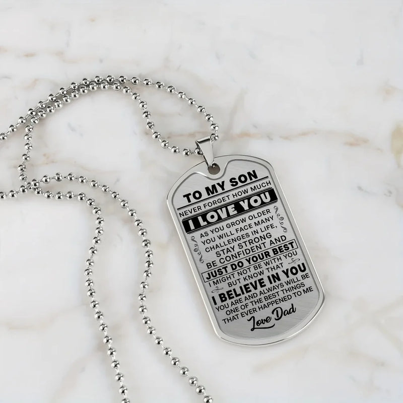 "To My Son" Inspirational Dog Tag Necklace